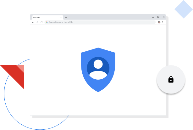 Прозорец на браузъра Chrome, показващ иконата на Google за поверителност.