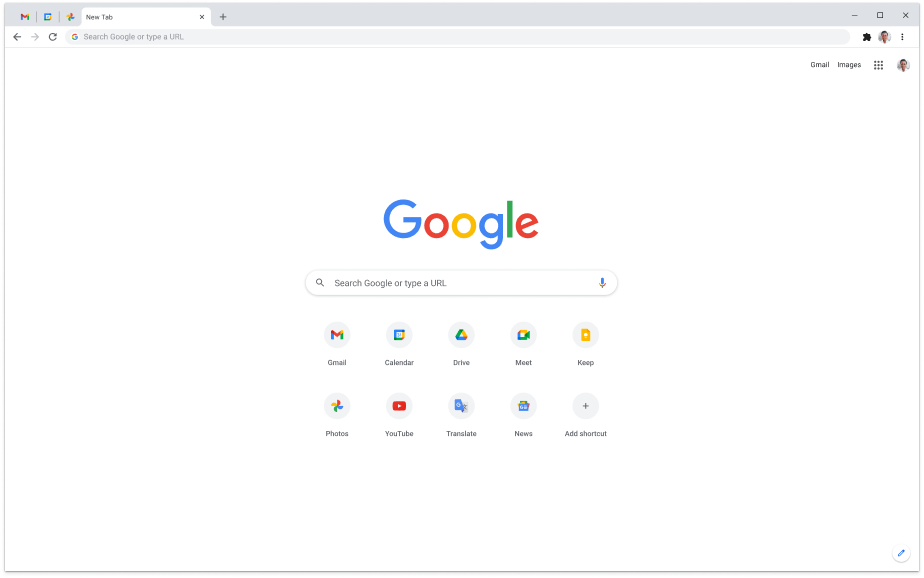 Лаптоп, показващ началната страница на Google.com.